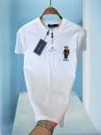 Футболка поло с мишкой Мужская футболка Polo Ralph белая с вышитым лог