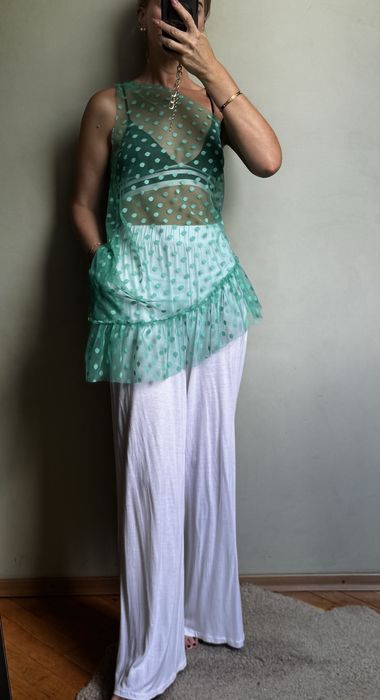 Прозорий топ в горошок