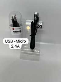Kabel USB do Micro 2,4A TUBA czarny 1 metr FORCELL