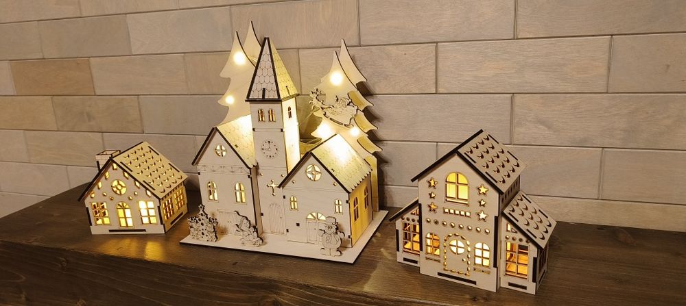 Wioska bożonarodzeniowa domki LED