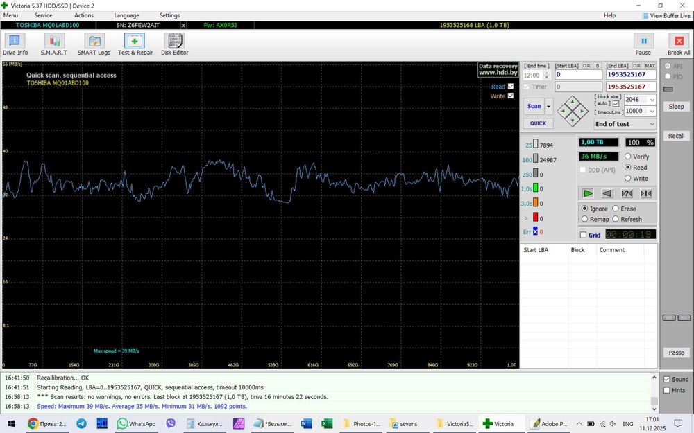 Продам Toshiba 1TB (MQ01ABD100) — 2.5" жорсткий диск