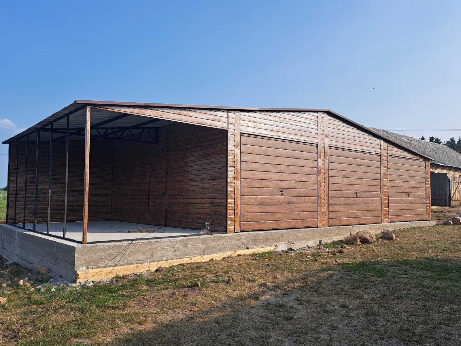 Podwójny Garaż Drewnopodobny 6x5  + Wiata 2x5  w CENIE PROMOCJA!