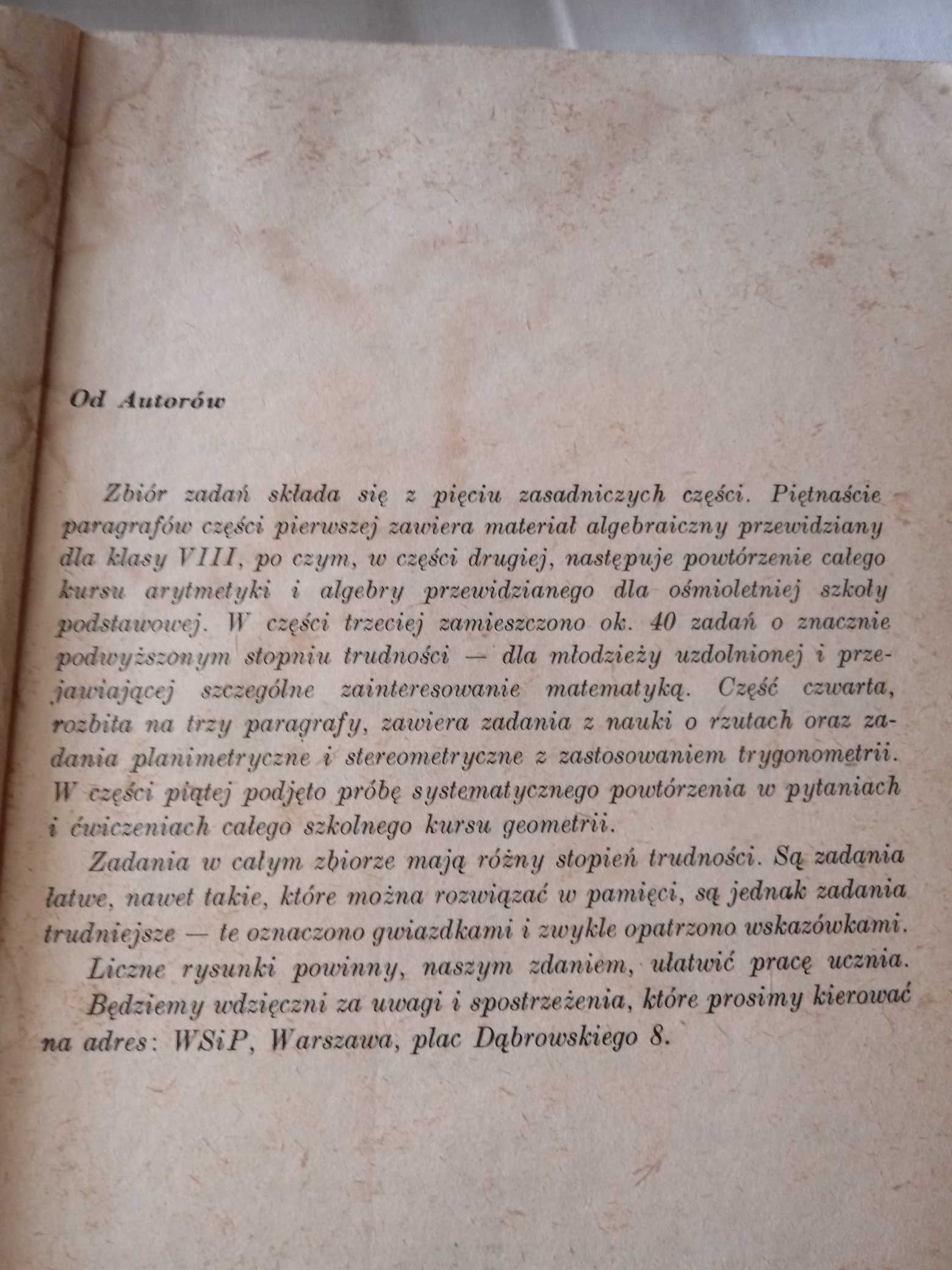 Zbiory zadań z matematyki dla szkoły podstawowej klasa 5,6,7 i 8.