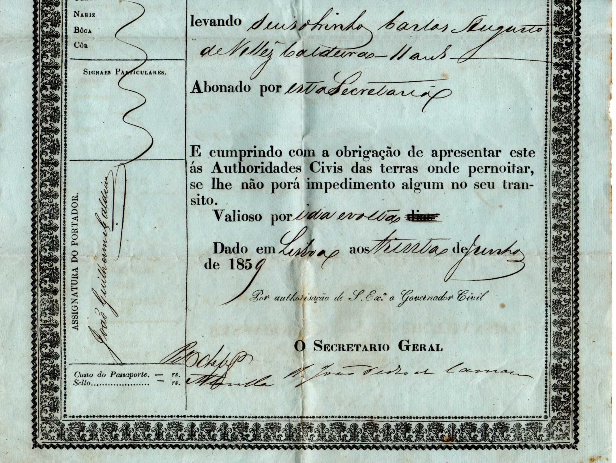 Passaporte de trânsito (1859)