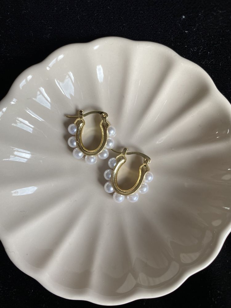 Kolczyki z perłami Asos nowe złote