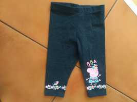 grafitowe spodnie getry legginsy Świnka PEPPA na 6-9 miesięcy 74cm