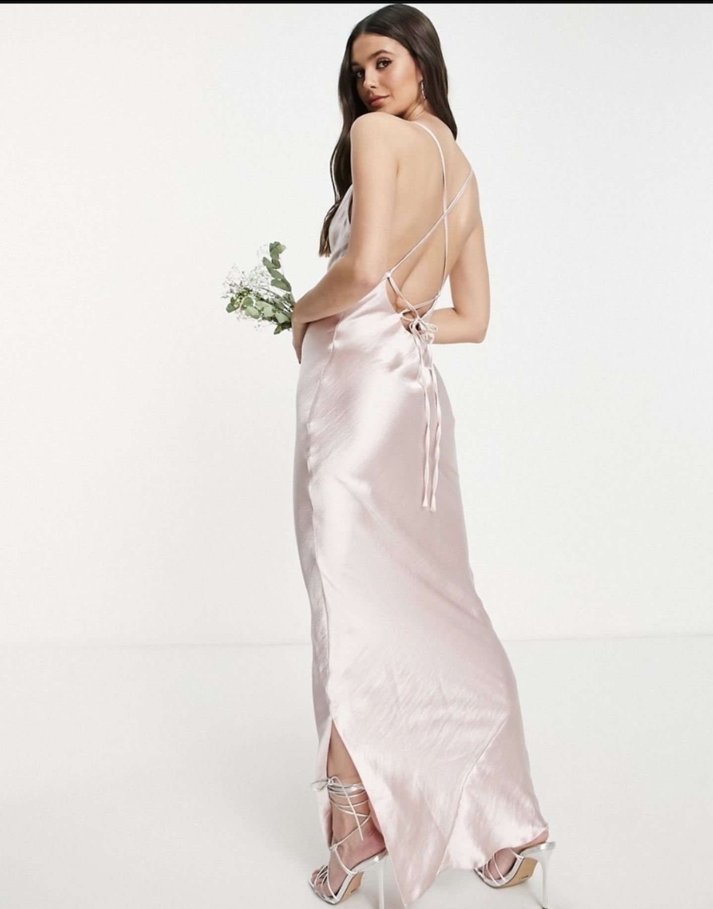 Nowa Satynowa Suknia Odkryte Plecy Asos Roz. XXXL/48/20