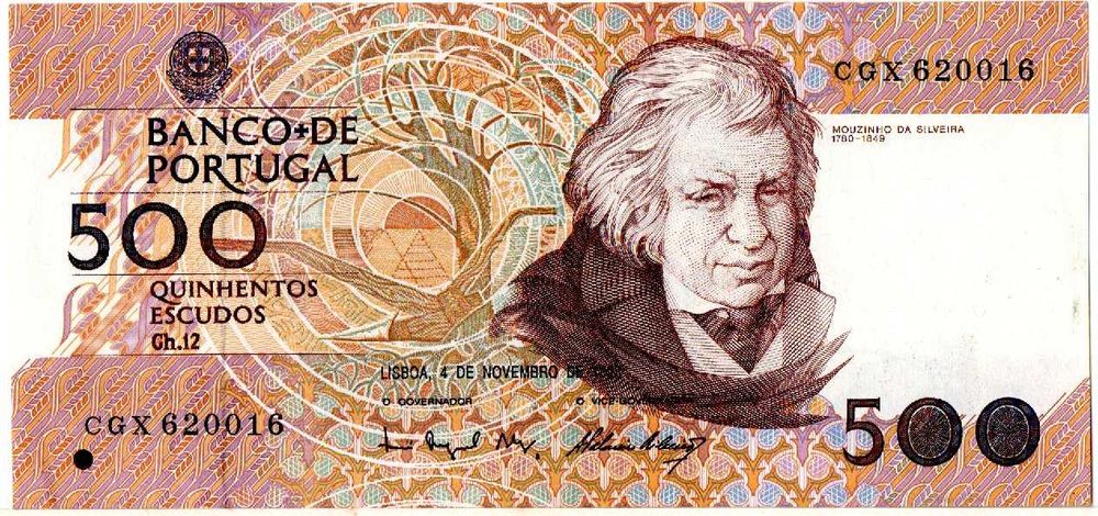 Nota de 500$00 CH 12 - Mouzinho da Silveira - varias datas