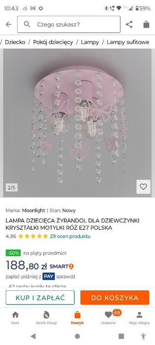 Lampa sufitowa do pokoju dziewczynki