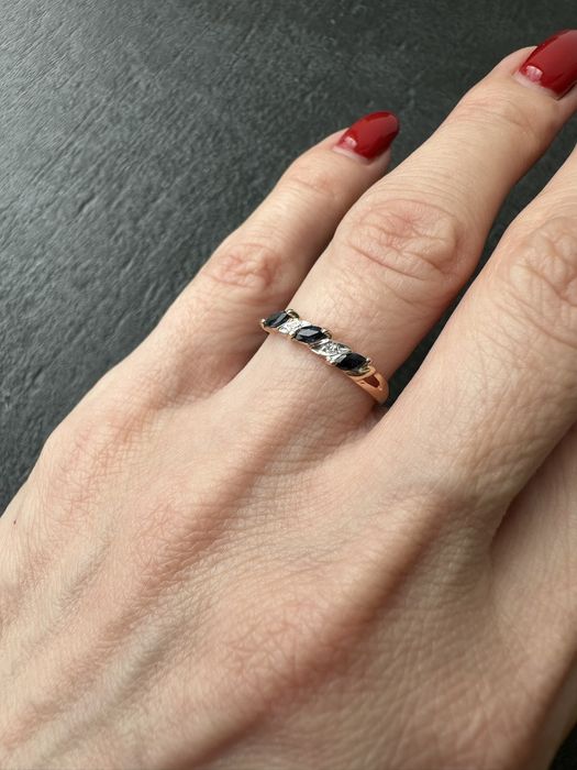 Кольцо сапфиры бриллианты, кольцо золотое 585, золото 585, колечко