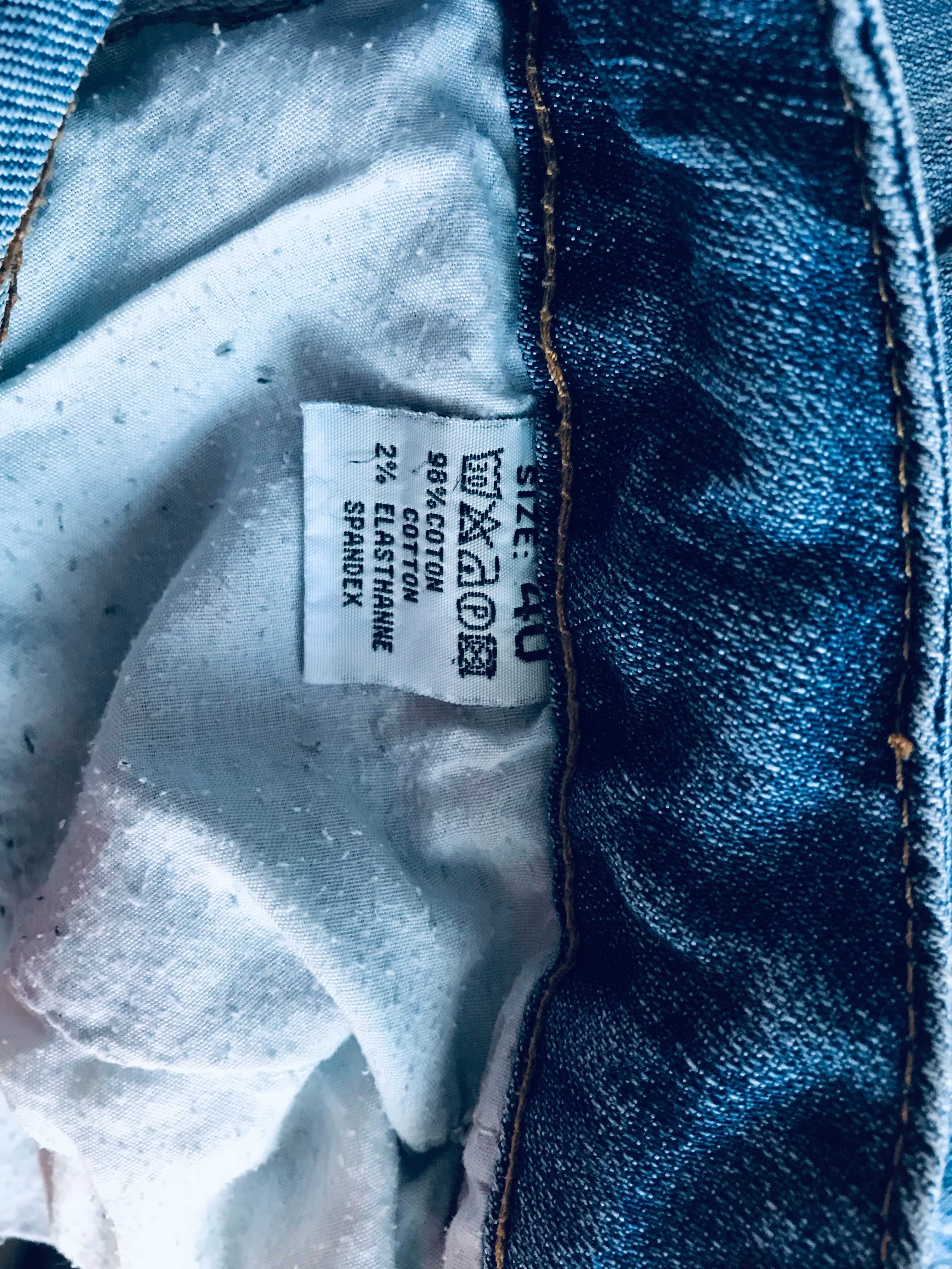 Spodnie dżinsowe Vintage haft kieszenie rybaczki jeans bawełna 40 L