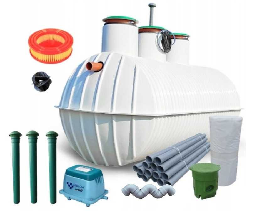 Przydomowa Oczyszczalnia Ścieków zbiornik szambo 4000L drenaż 42mb