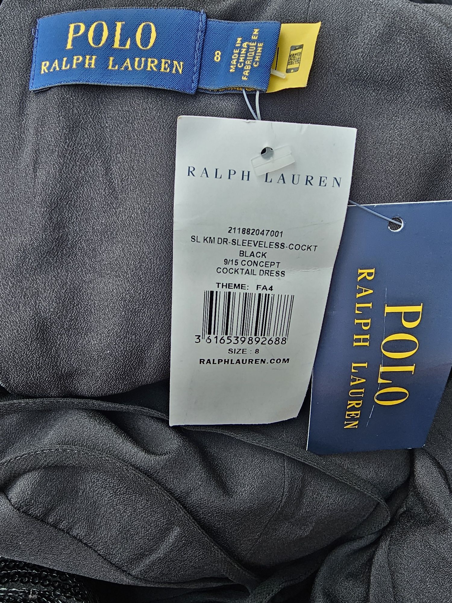 Balowa rozkloszowana suknia midi cekiny POLO Ralph Lauren r 38 kokarda