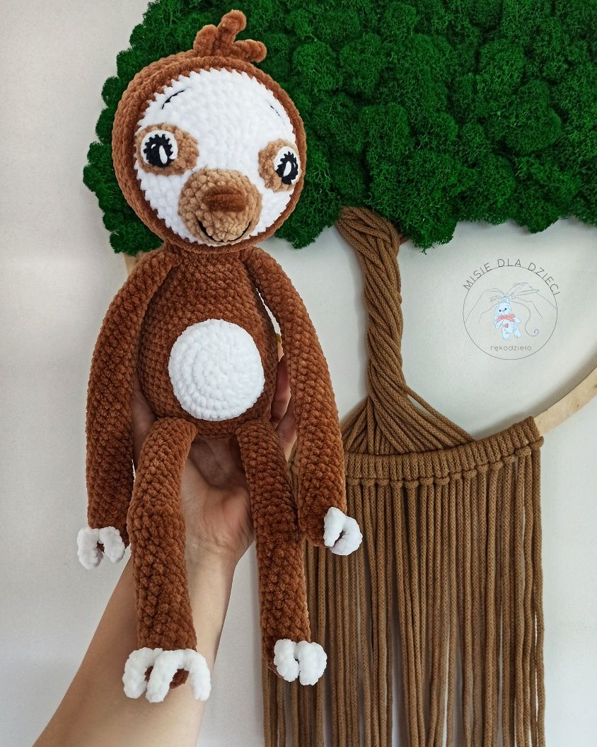 Leniwiec - maskotka, przytulanka ręcznie robiona szydełkiem - handmade