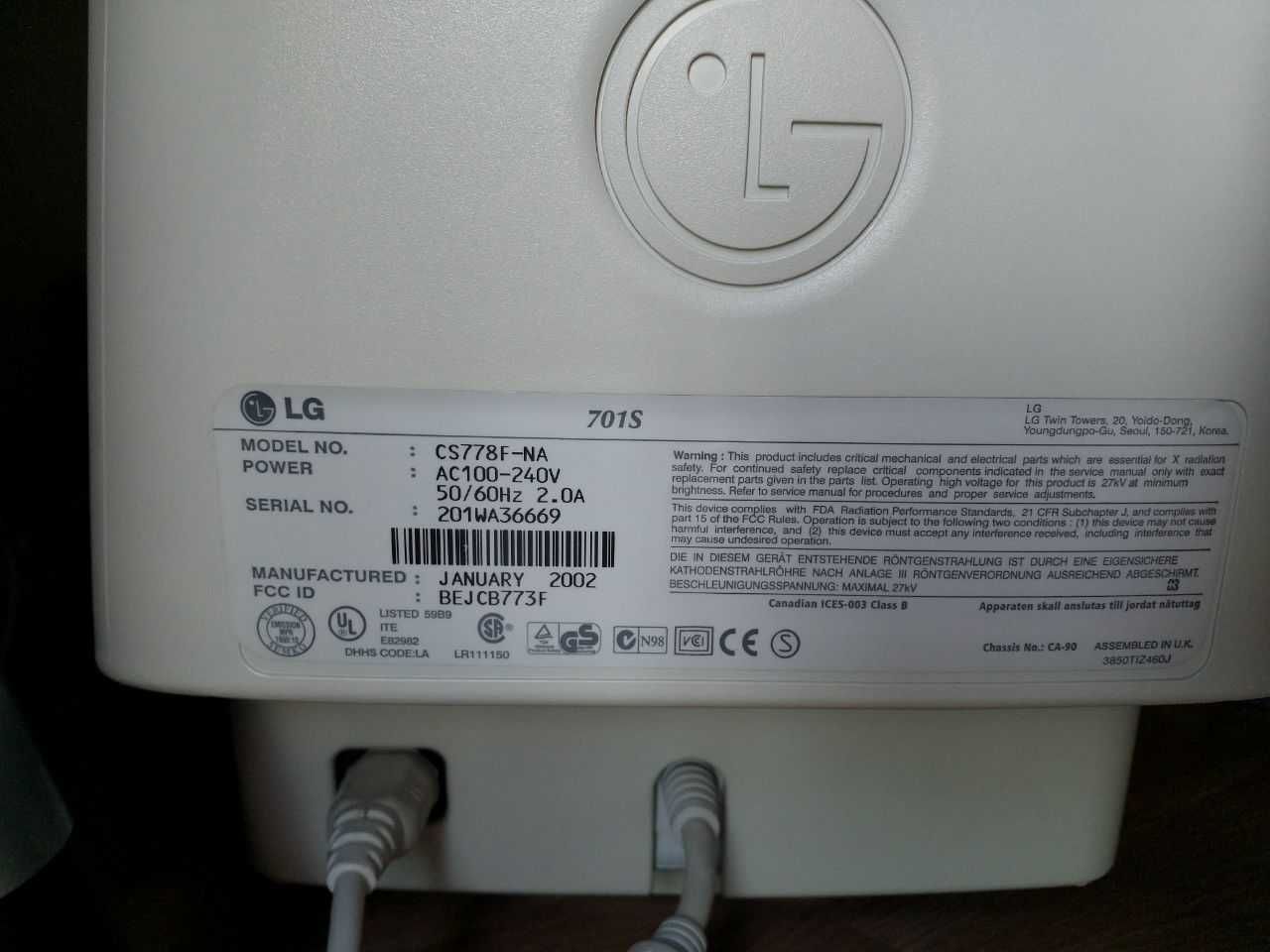LG 701S Monitor CRT de 17"
