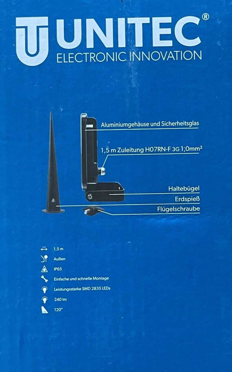 Naświetlacz LED UniTec KOLOR 3x10W 30W IP65 z pilotem zewnętrzny