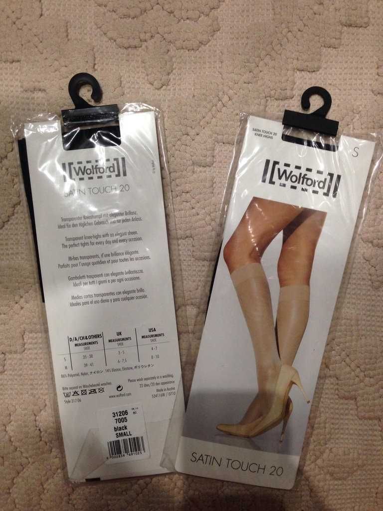 Гольфы колготки женские Wolford Satin Touch 20 Den р S чер\беж