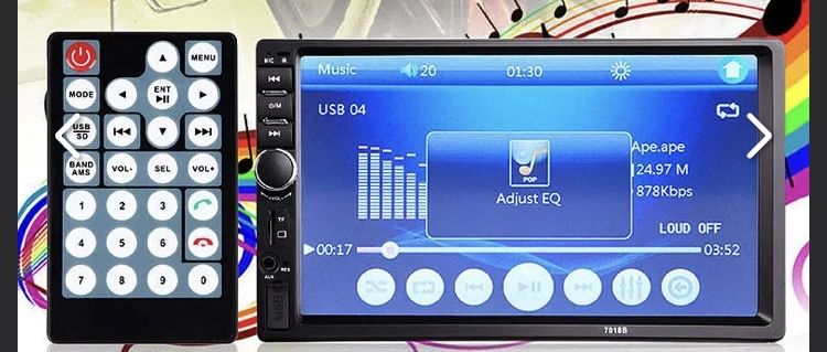 Універсальна автомагнітола 2 Din сенсорна, Bluetooth