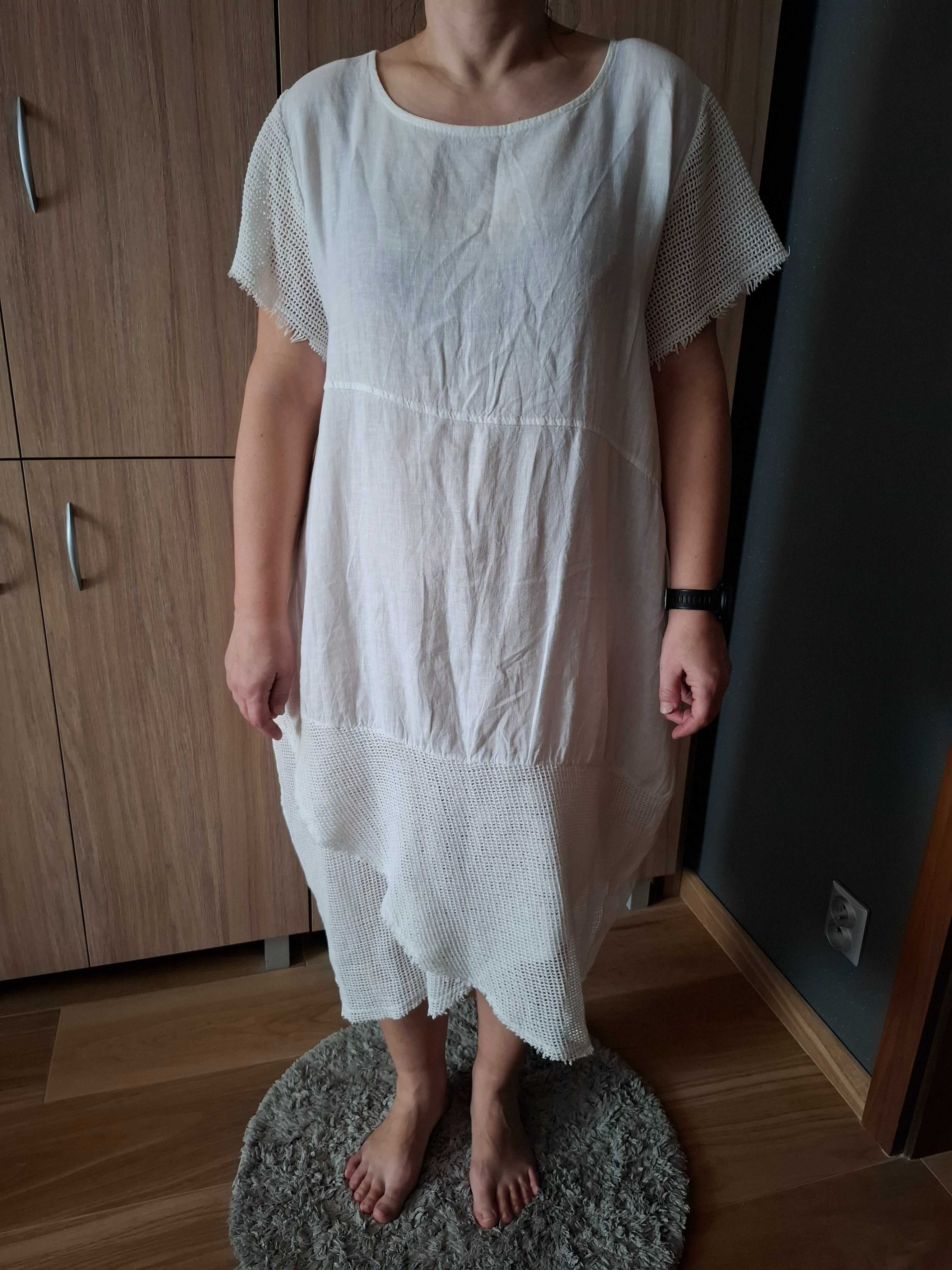 Lniana 100 % lnu letnia sukienka uni firmy Minouu Przybylska Jordanov