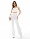 ASOS białe spodnie legginsy dzwony 40 L XL/XXL nowe  flare prążkowane