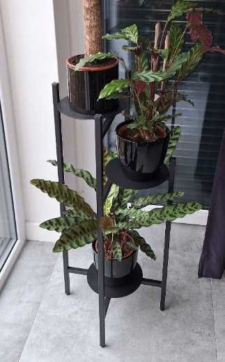 Kwietnik Stojący Metalowy na Kwiaty Loftowy Industrialny Czarny 80cm