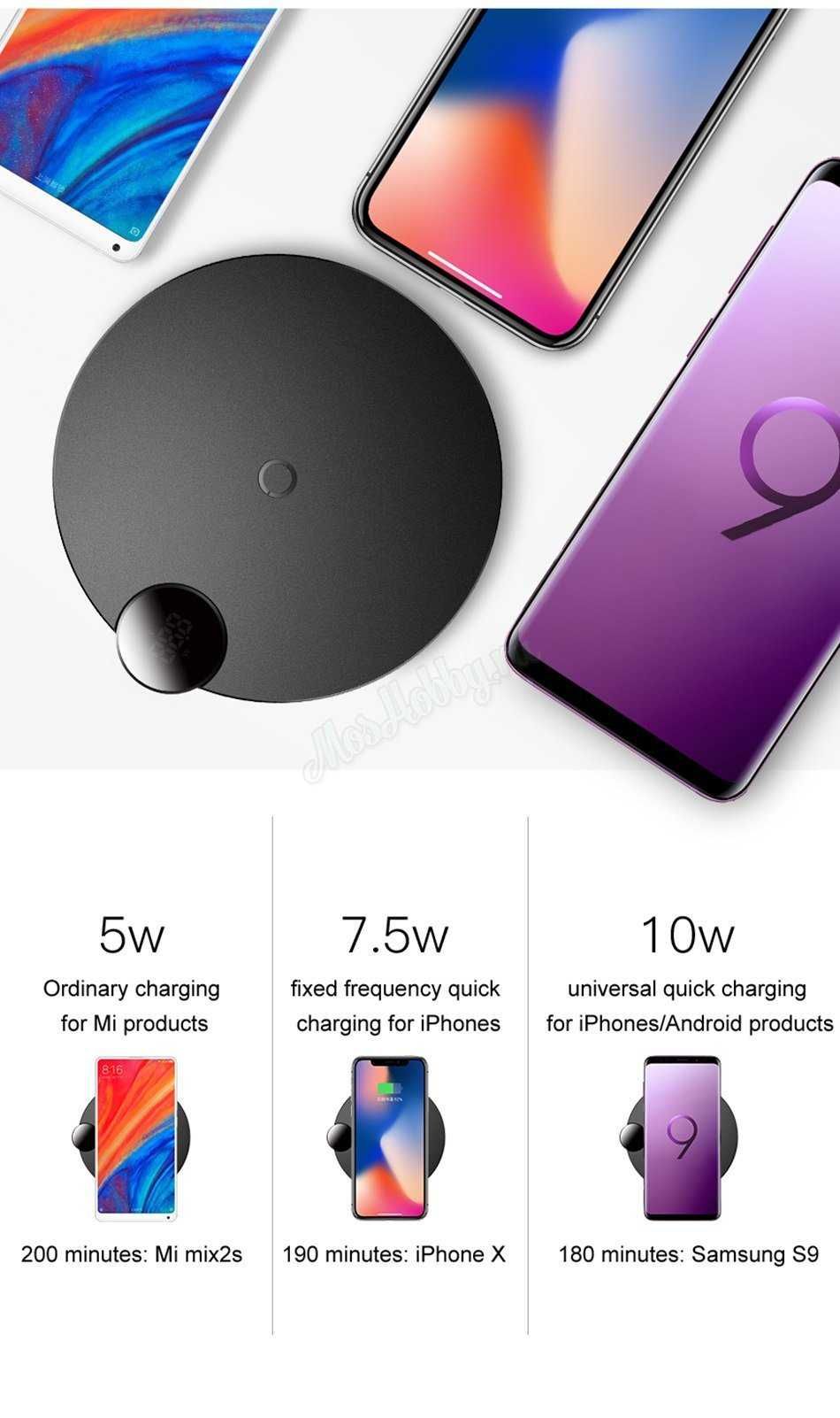 Бездротова зарядка Baseus LCD Digital Wireless Display Charger