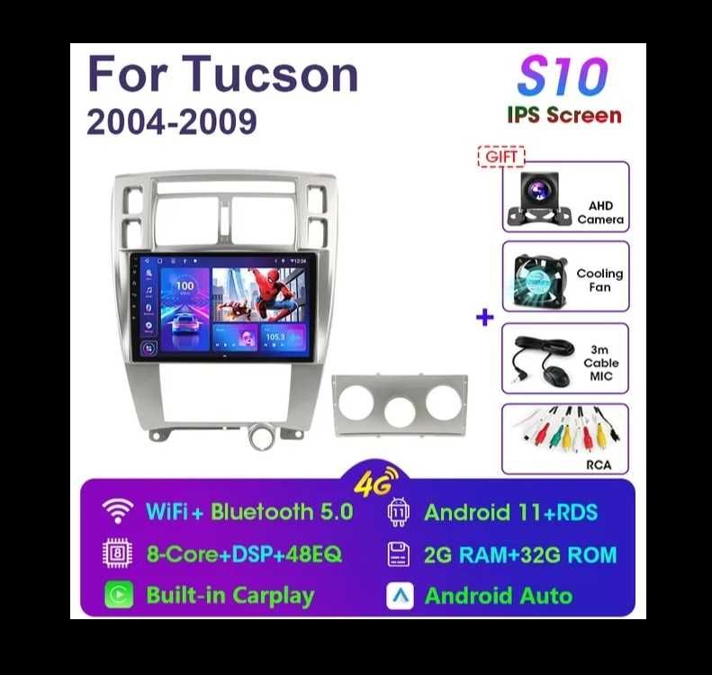 Автомагнитола штатная 2din Hyundai Tucson 2004-2013 2G/32G ROM 10"