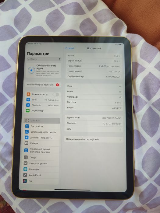 Apple Ipad 10 wifi 64