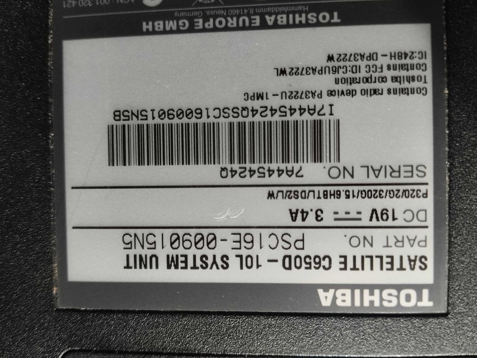 Ноутбук Toshiba c650 d на  запчястини 650г