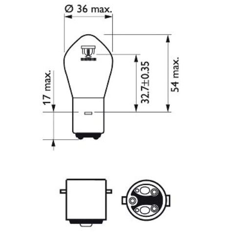 ŻARÓWKA skuter motorower PHILIPS 35/35 12v 35W długie krótkie Ba20d s2