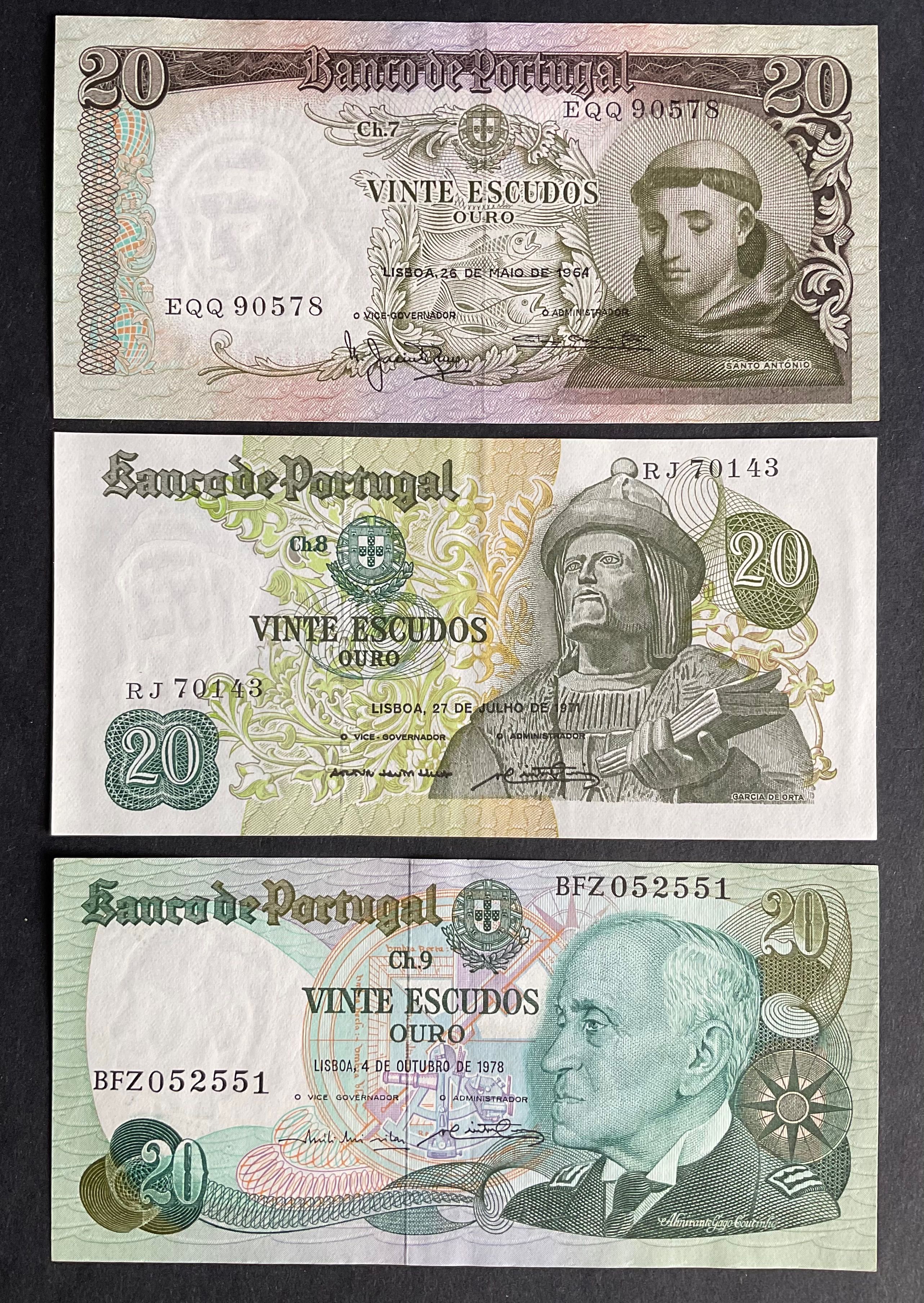 Notas 100 e 20 Escudos novas - não circuladas