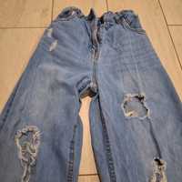 Szerokie jeansy z dziurami r.170 cm