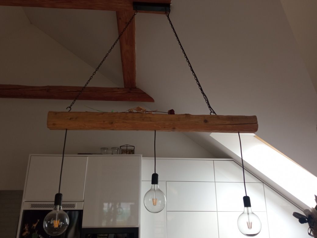 Lampa lampy ze starego drewna belka styl loft rustykalny handmade
