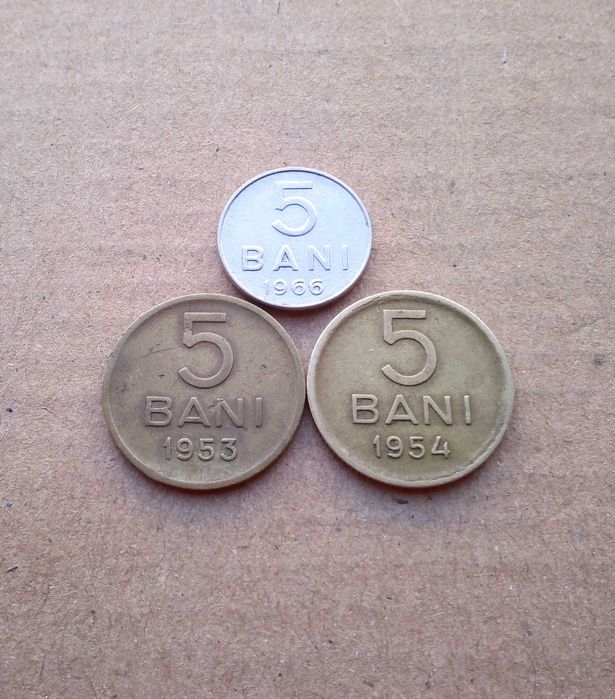 Монети Румунія 5 бані 1953-54-66 р.ЦІНА ЗА ВСЕ.
