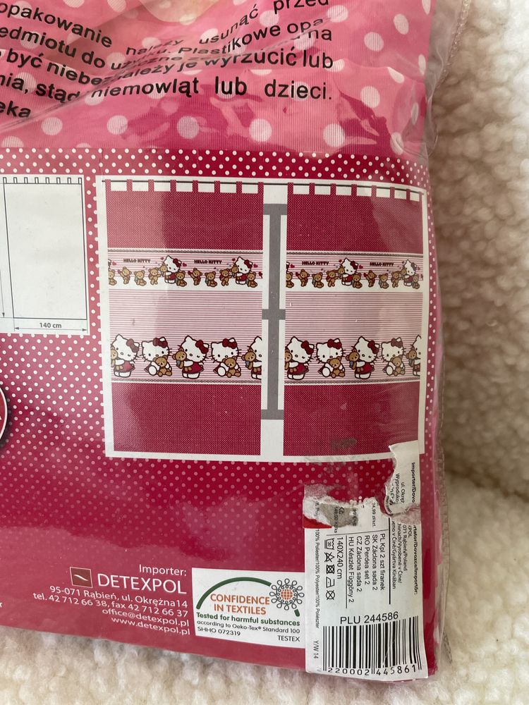 Nowy zestaw firanki Hello Kitty miś z misiem różowa