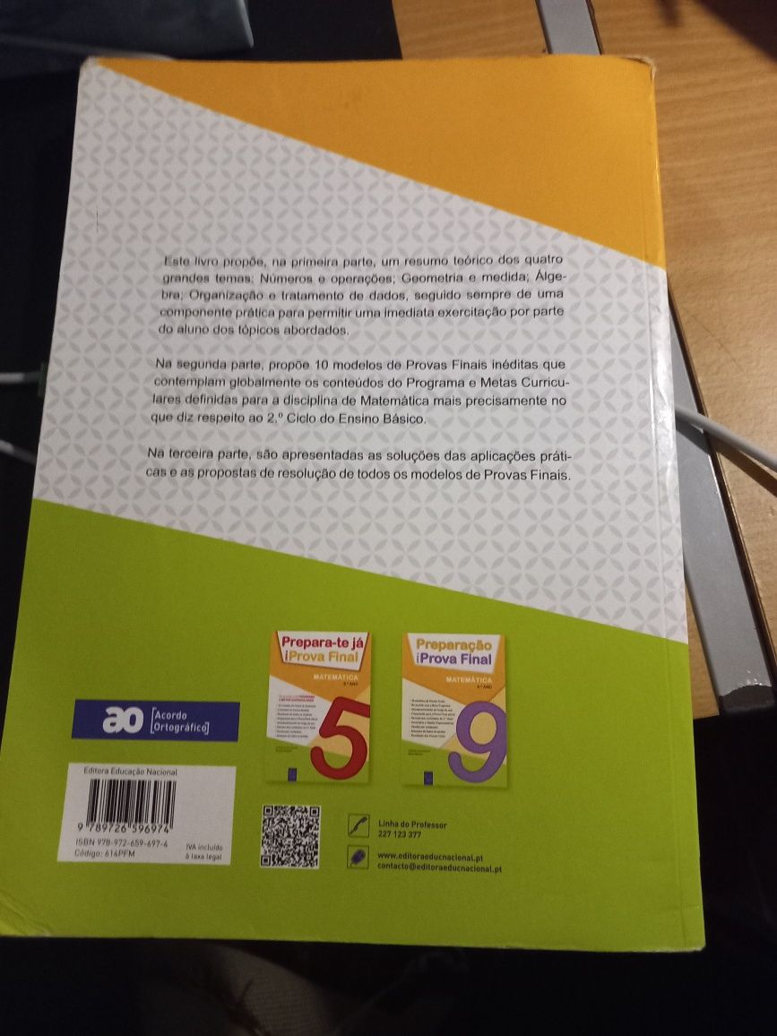 Preparação para a prova final Matemática  e caderno de revisão 6ºAno