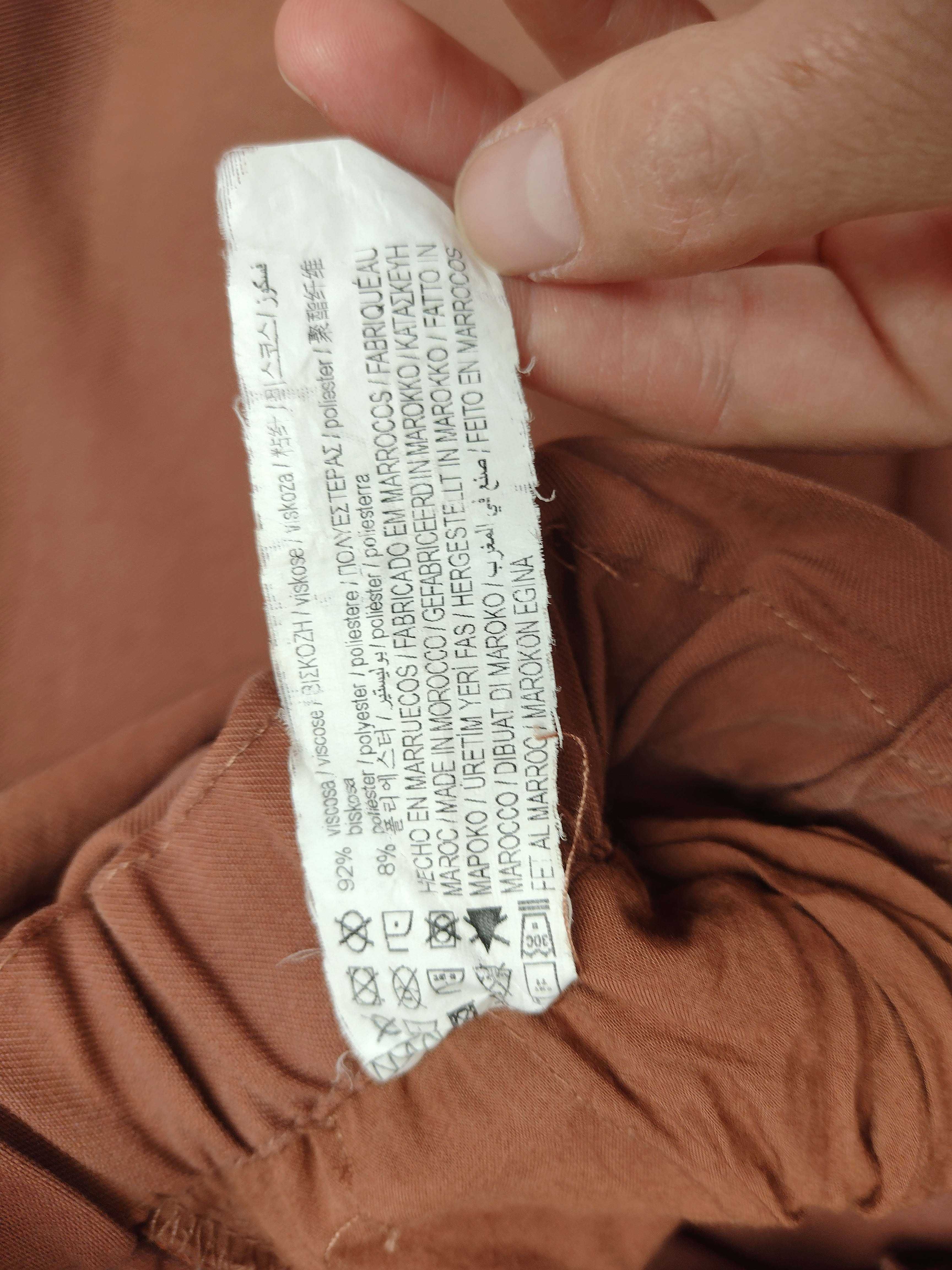 Spodnie damskie materiałowe na gumce chinosy cygaretki paperbag