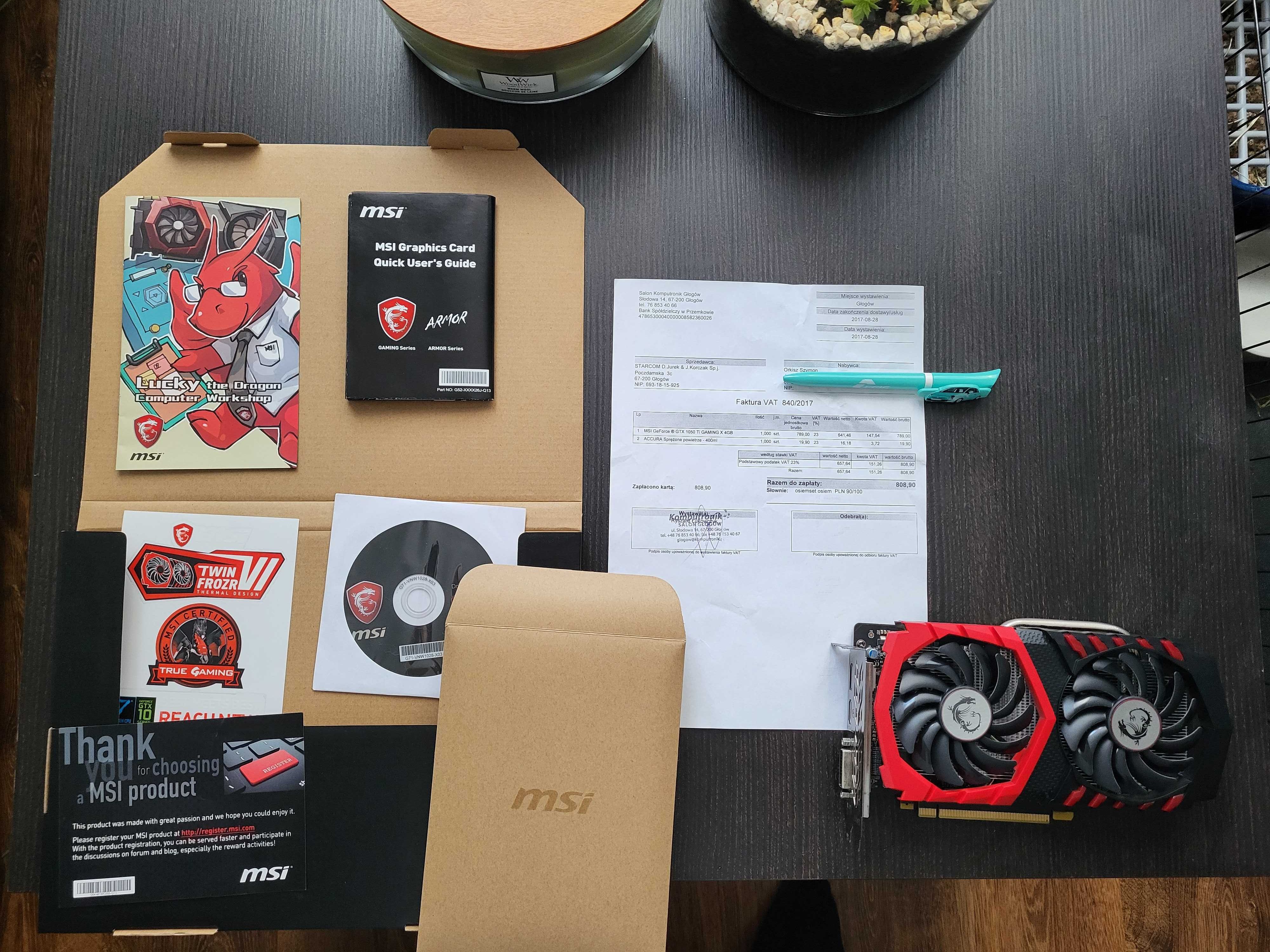 MSI GTX 1050 Ti / zaplombowana, pudełko i dowód zakupu