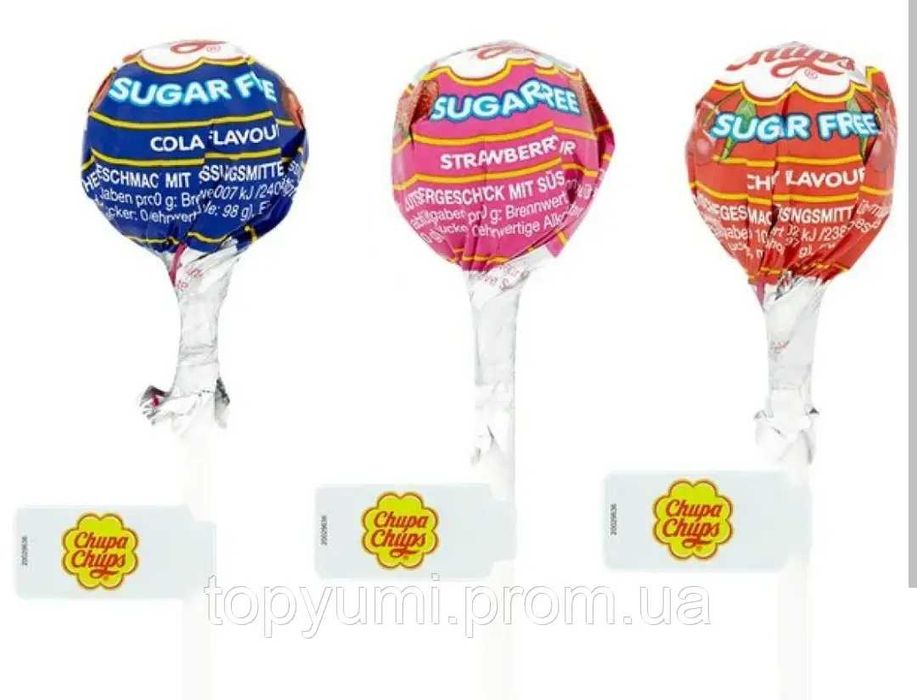 Льодяники Chupa Chups Без цукру, Sugar free 10штук 110g