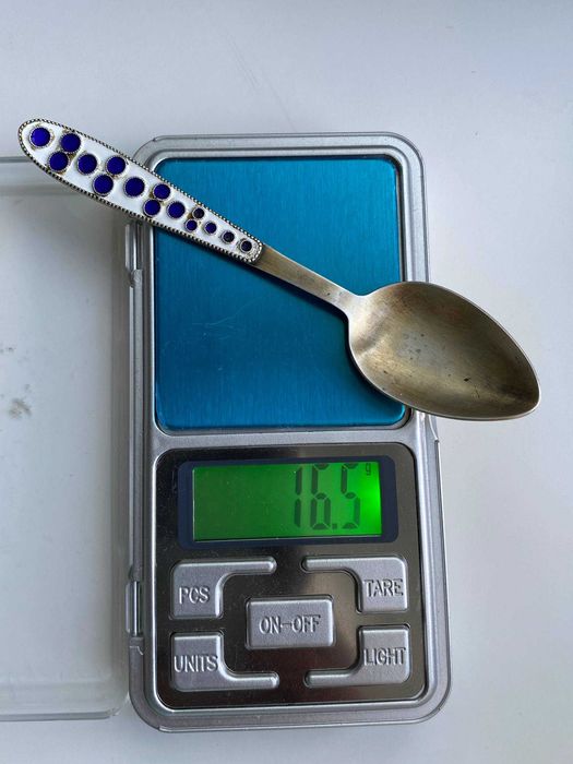 Срібна ложка з емаллю 916 проба