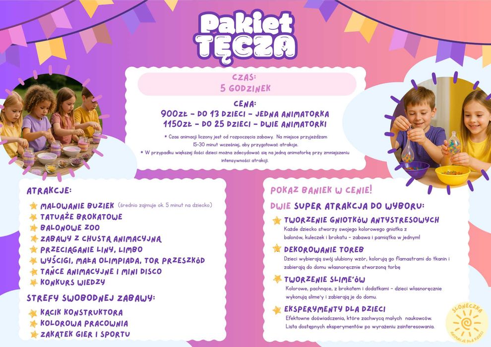 ANIMACJE dla dzieci, WATA CUKROWA, WARSZTATY, Animatorka! Animator!