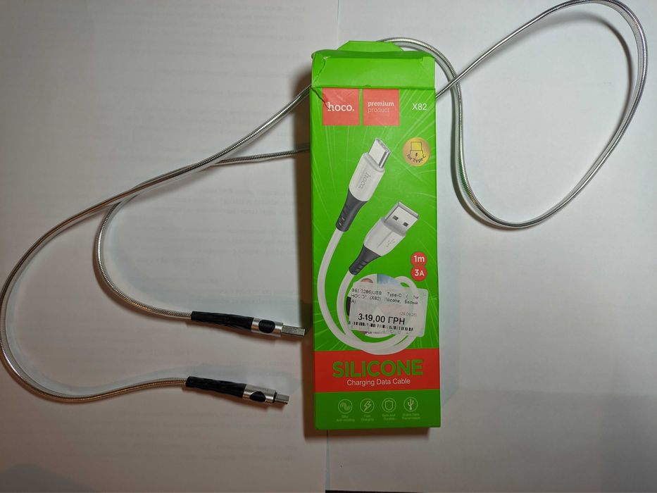Data cable hoco silicone type-C 1 m X-82 белый
