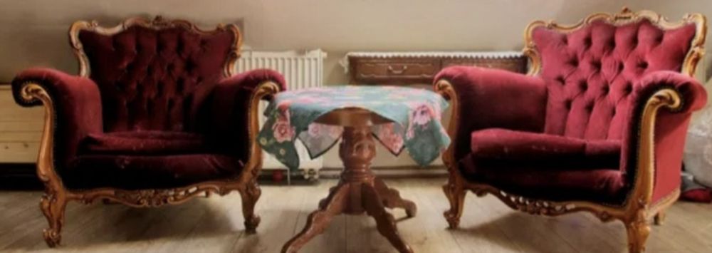 Komplet mebli sofa plus dwa fotele ludwik