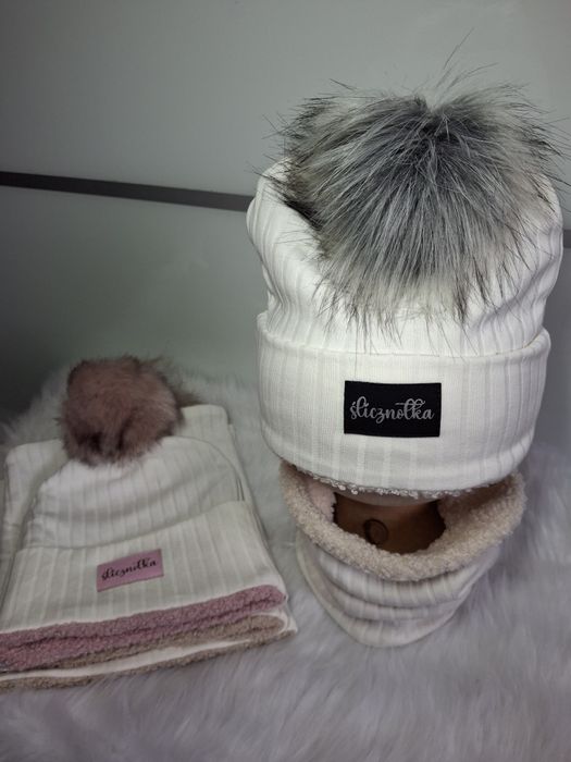 Zimowe komplety na polarze czapka komin