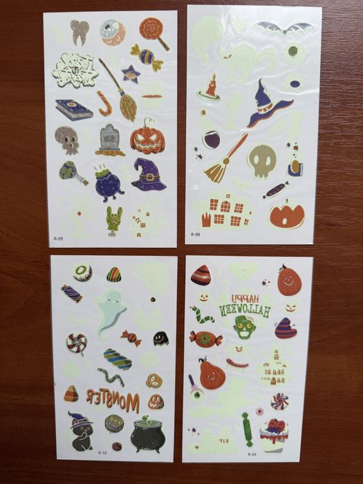 Тимчасові тату, що світяться Хеловін та Новий рік, новый год, хеллоуин