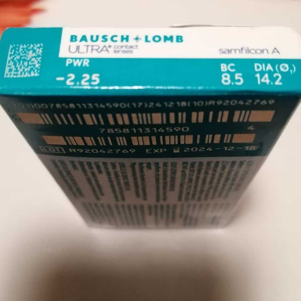 Lentes de contacto Bausch + Lomb Ultra -2.25 | Duas caixas | 12 lentes