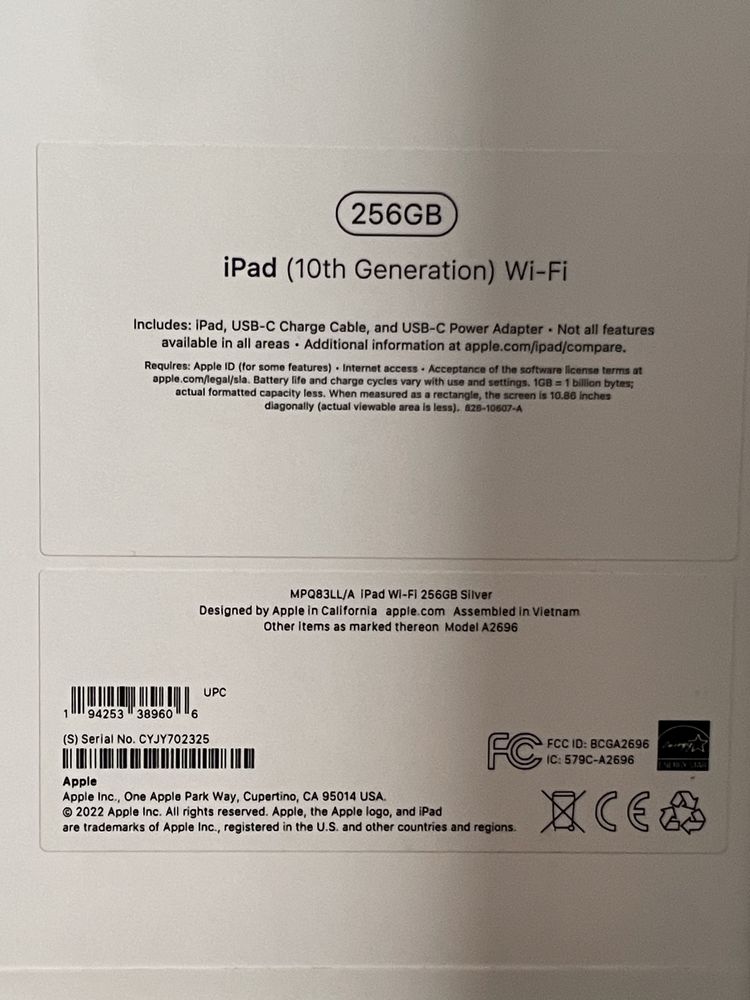 iPad 10gen 256gb WiFi