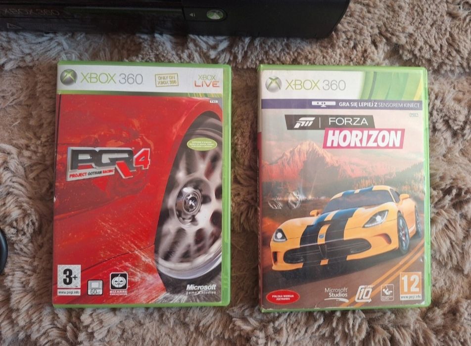 Konsola Xbox 360 E 500gb + pad, kable i dwie gry