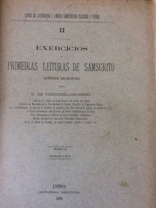 Curso de literatura e língua samscrítica clássica e védica