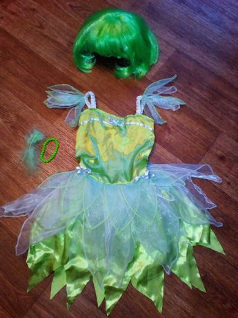 Платье+парик Дисней Disney фея Динь-динь цветок наряд костюм на 4-7